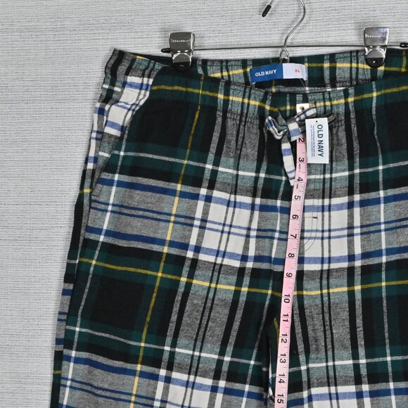 NWT Old Navy Flannel Plaid 100% Cotton Button Up Drawstring Green Pajamas XL - Picture 15 of 16